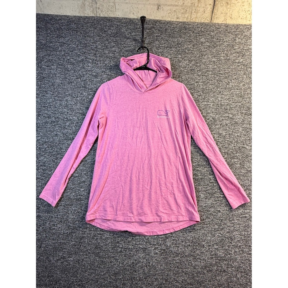 Vineyard Vines Womens Pink Heathered Whale Graphic Long Sleeve Hoodie Pullover